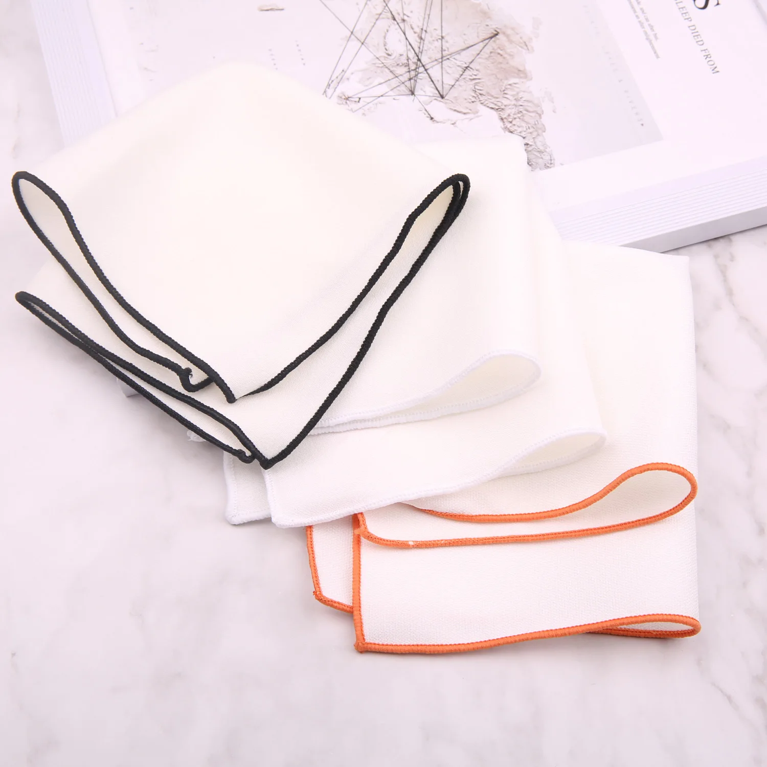 Custom Linen Cotton Handkerchiefs Factory Manufacture Suit Accessories White Cotton Pocket Square Handkerchiefs Hanky