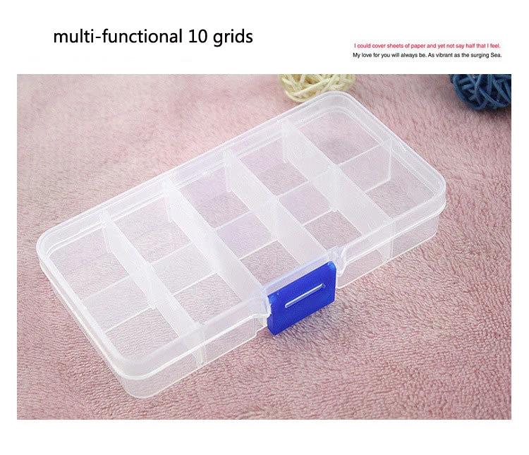 10 grids empty clear plastic rhinestone nail art diamonds studs storage case box
