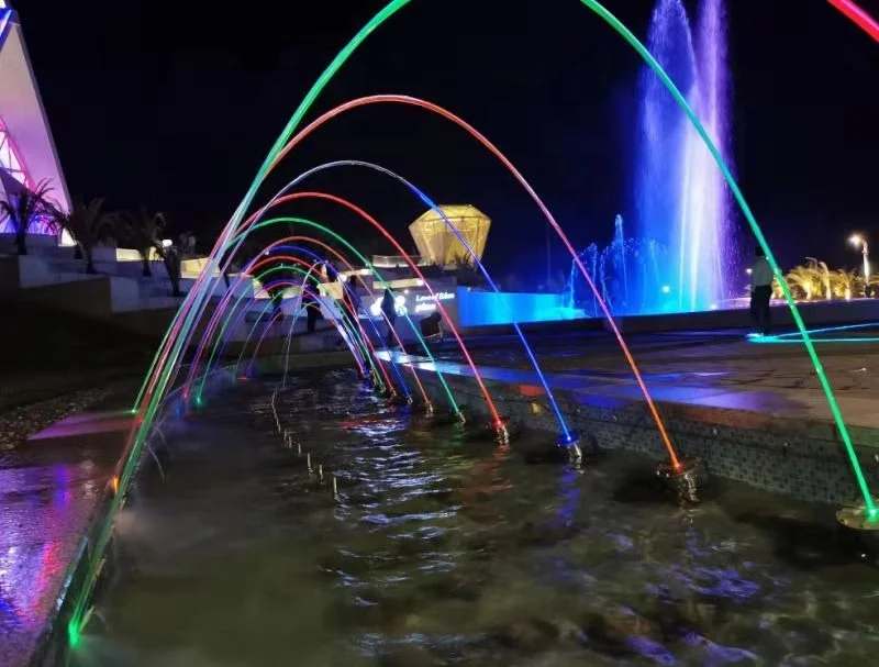 Parabolic Shapes Music Fountain Outdoor RGB LED Light Laminar Water Jet Water Fountain Jumping Flowing Fountain