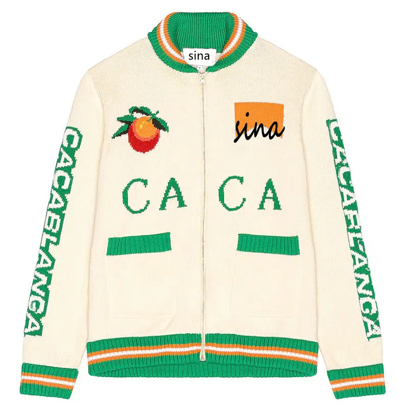 Custom LOGO OEM men sweaters Intarsia winter Cotton Zip Up Custom Casual Knitted Jacket Coat men cardigan Sweater