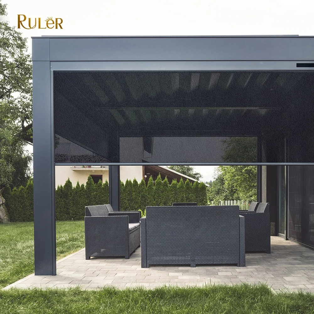  Customized Outdoor awning motorized smart window blinds Balcony Sunroom pvc roller shades for