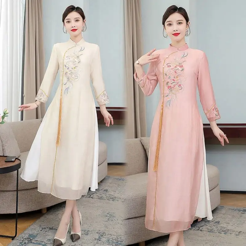 2023 Qipao Cheongsam Chinese Traditional Chinese Hanfu Embroidery Qipao Cheongsam