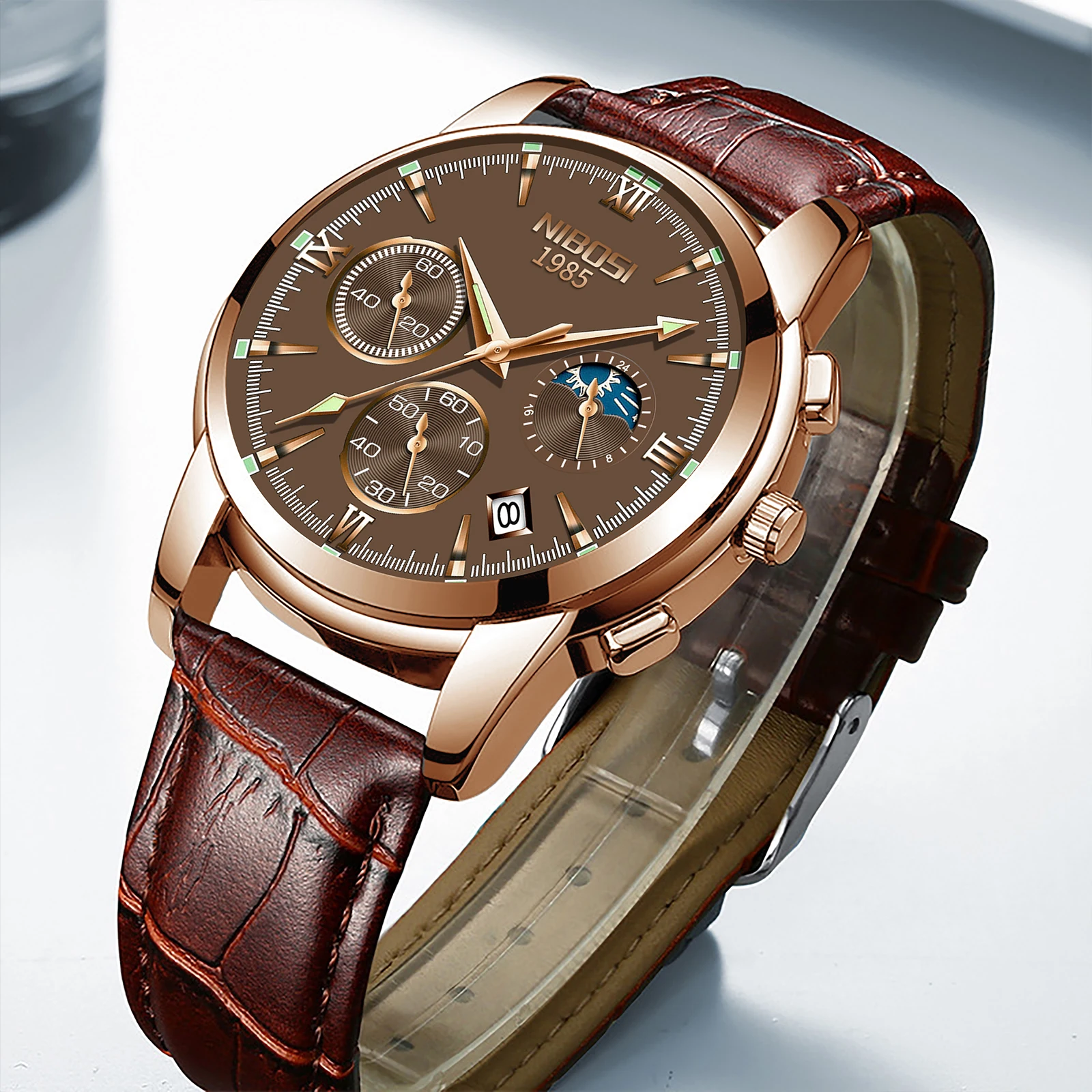 NIBOSI 2516 Leather Strap Men Watch Business Wristwatch Classic Model Men Quartz Watches