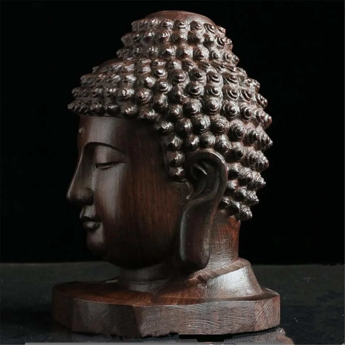 factory 6cm buddh Sculpture Wood Sakyamuni Tathagata Figurine Mahogany India buddh Head sculpture Crafts Decorative Ornament