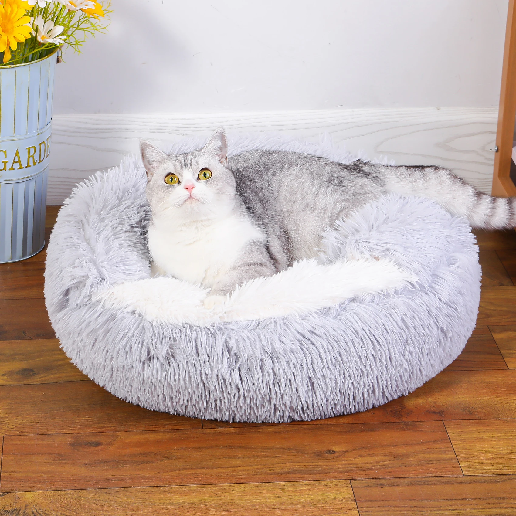 Best-Selling Dog Bed Half Closure Round Dog Cushion Cover Plush Cat Nest Anti-slip Bottom Kennel Soft Comfortable Bed For Dog