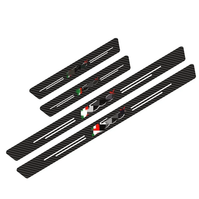4pcs/set Logo Auto Door Threshold Protector Car Threshold Strip Carbon Fiber Car Stickers