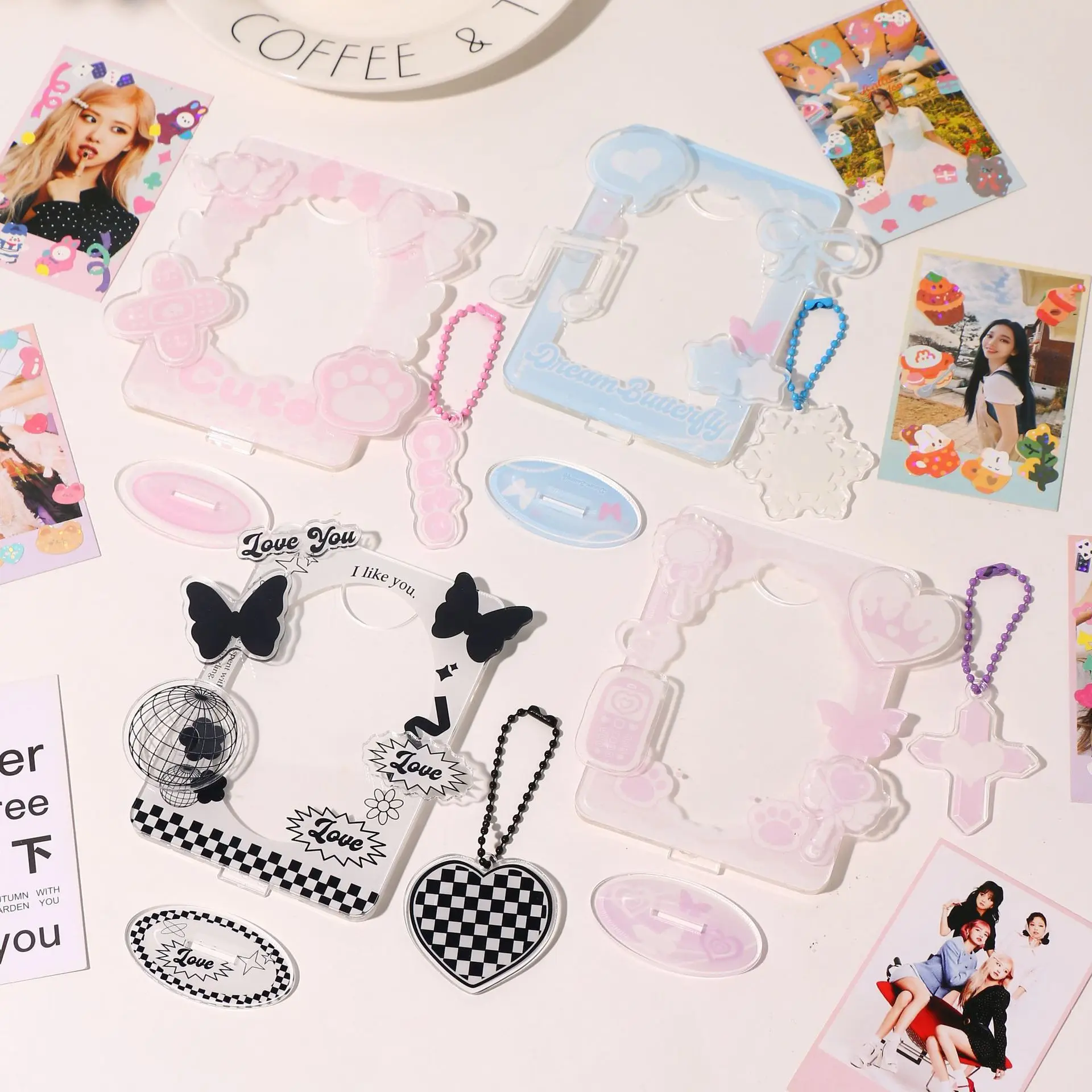 DIY custom acrylic accessories post card holder desktop card holder Lide shoot Kpop protection cardholders with stand