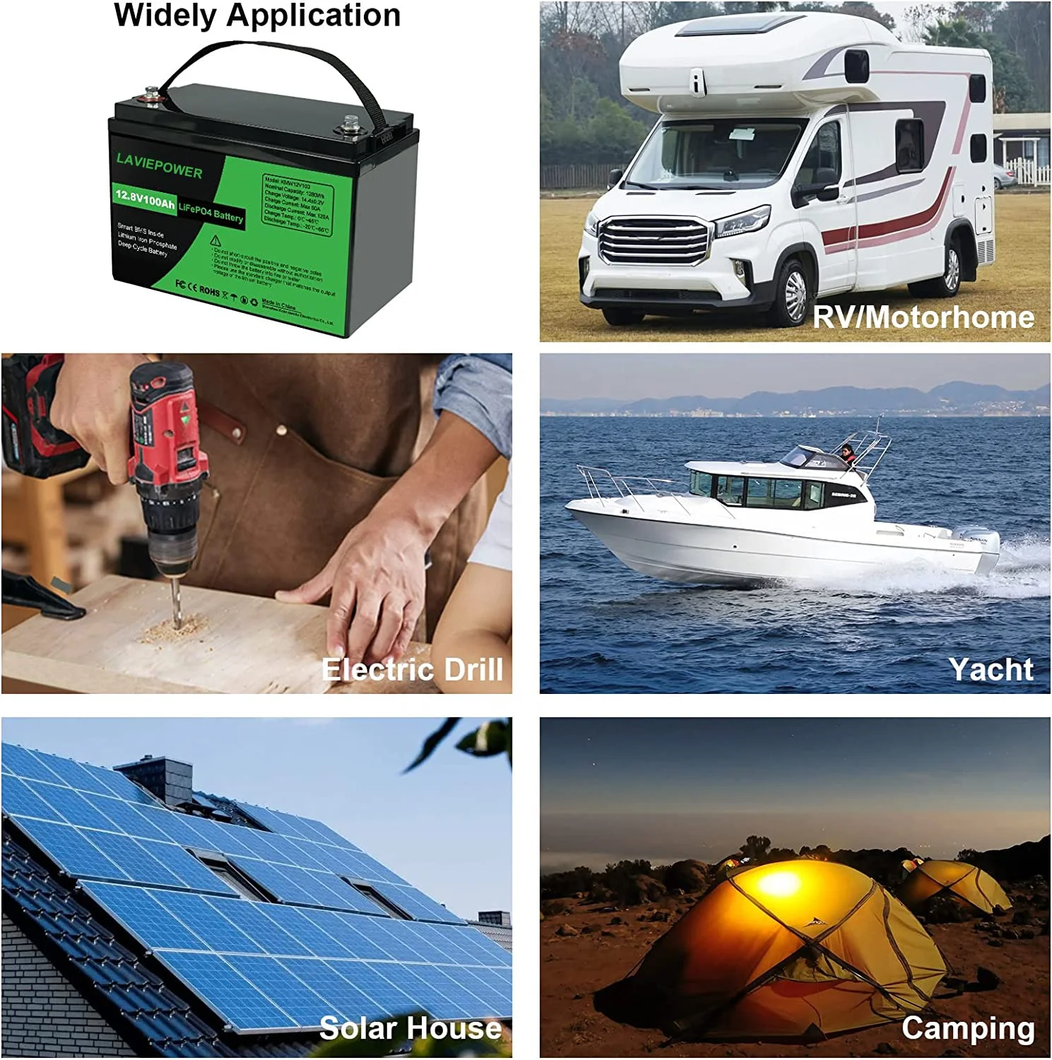 Marine Boat Electric Car Rechargeable Battery 12V 12.8V 100Ah 200Ah 300Ah LiFePo4 Solar Storage Battery