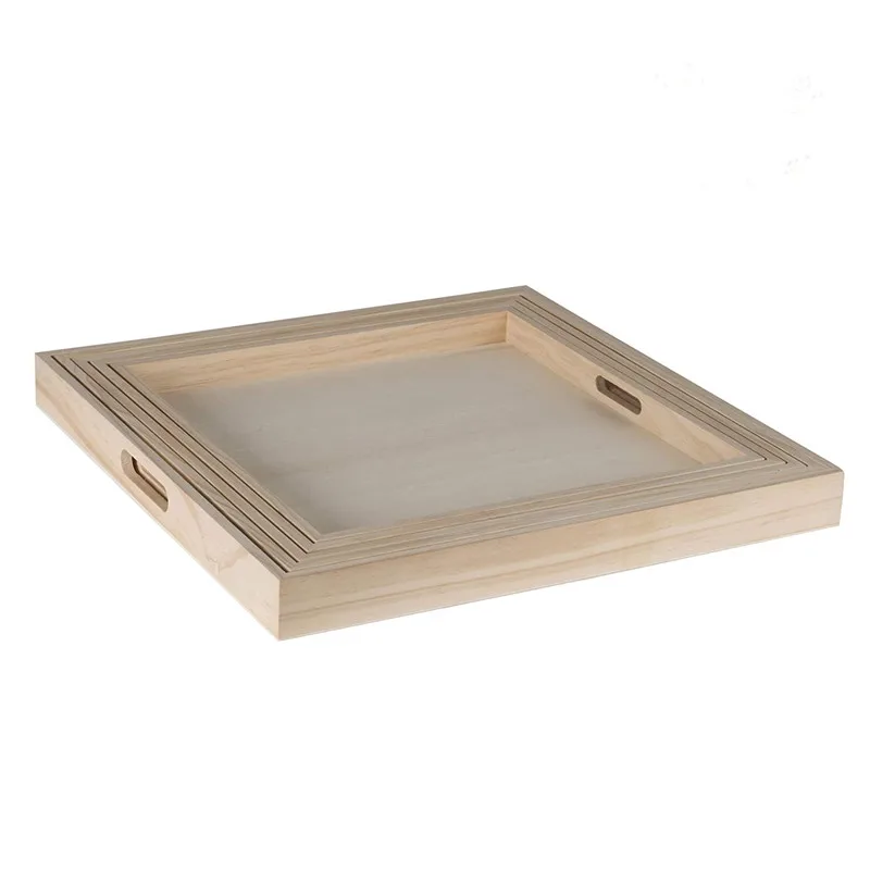 
Factory wholesale rustic square five piece set wood breakfast trays for bed 