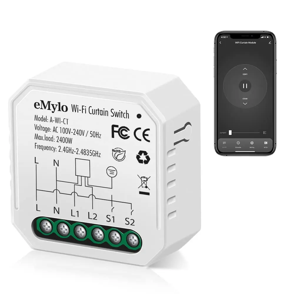 eMylo 220 Volts Ip54 App Remote Control Tuya Wifi Smart Curtain Module Switch Gsm Module Relay