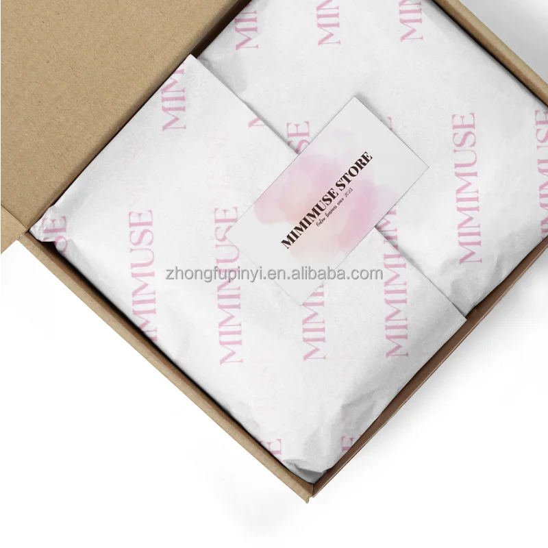 White Jumbo Roll Branded Packing Customised Tissue Paper Custom Logo Luxury Designer Floral Wrapping Paper