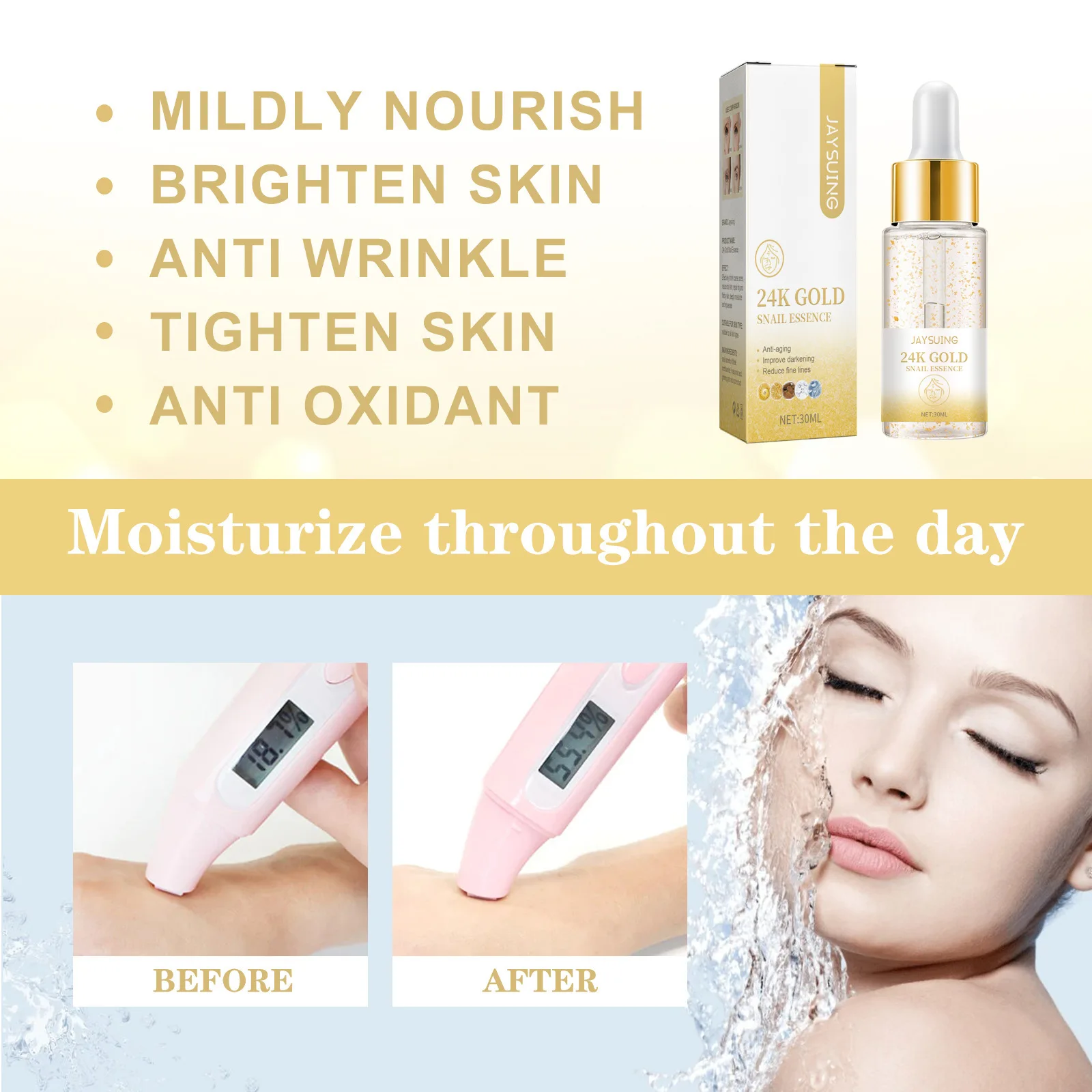 Replenish moisture fade wrinkles deeply clean and shrink pores brighten skin golden facial essence