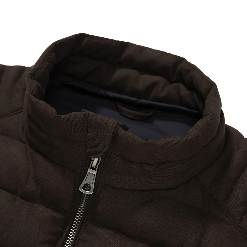 Winter Custom Solid Color Windproof Outdoor Flocking Stand Collar Cotton Vest For Men