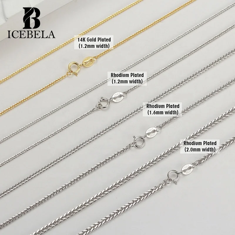 ICEBELA S925 Silver Custom Chain Italian Turned 1.2mm Chopin Chain Hip Hop Collarbone Chain Fine Jewelry Necklaces for Women
