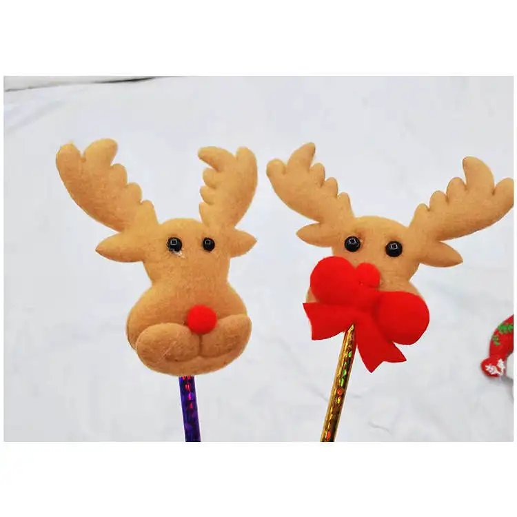 Christmas Gifts Pen Cartoon Snowman Ball Pen Santa Fluffy Pom Pom Ball Pen