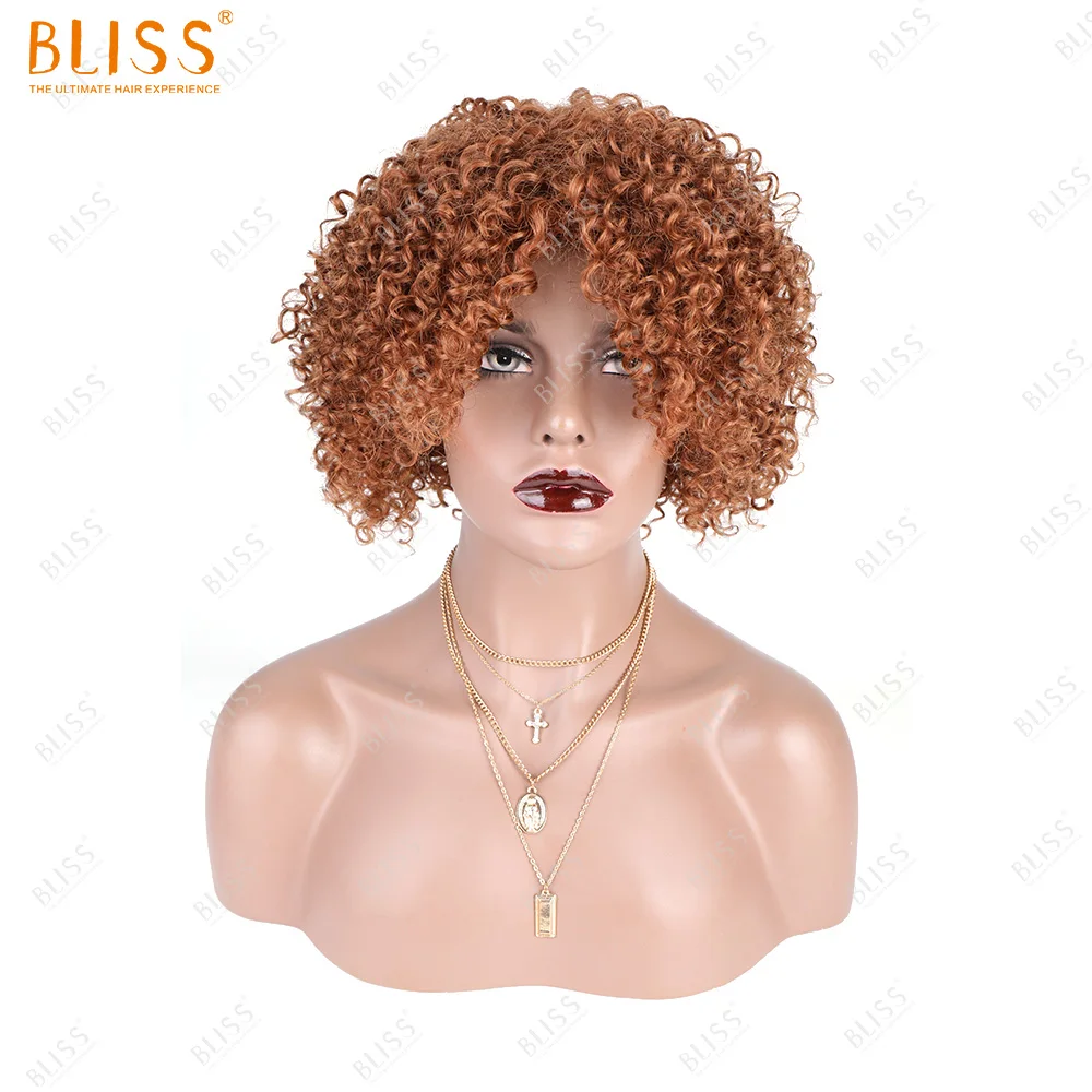 Bliss Emerald Pixie Cut Short Curly Fluffy Human Hair Wig Italian Curly 30# Color Wig Mongolian Kinky Curly Wig For Black Women