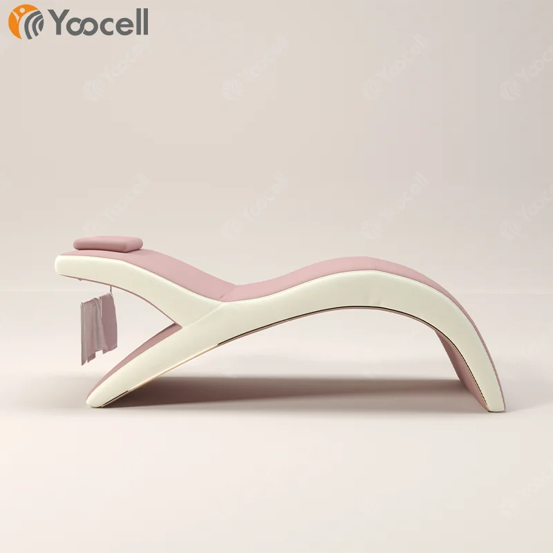 Yoocell 2024 new salon furniture facial bed beauty salon massage table curved lash bed eyelash spa beauty bed