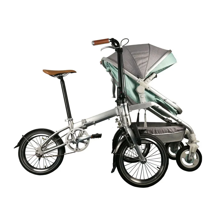 Recreational Parent-child Folding Bicycle Cruiser bike Pedicab for Mother & Baby, Parent-child Bike, 2 in 1 Baby Stroller