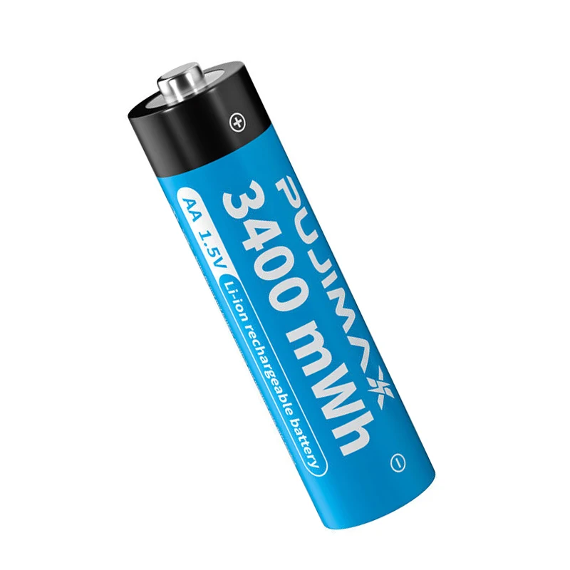 PUJIMAX High quality 1pcs li ion battery 1.5 volts aa lithium-ion battery 3400mwh rechargeable 2a batteries with led indicator