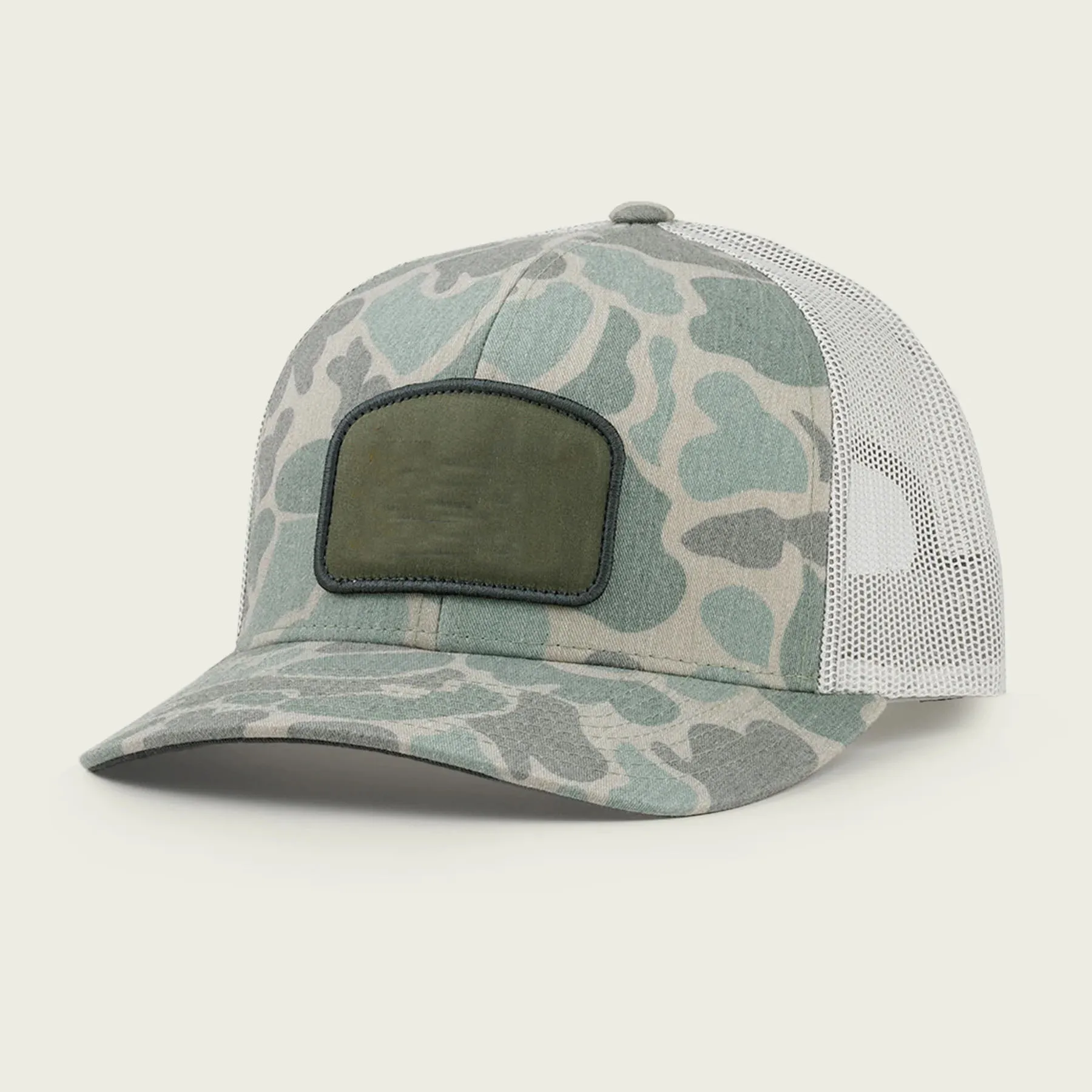 High crown 2 tone Woven Fitted With side stripes Western Leather Embroidery Animal Pu Short bill Camo Trucker Hats