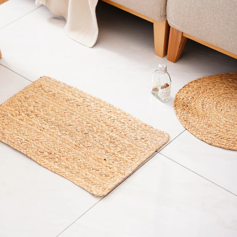 Seagrass Rug Handwoven Carpet and Rug Hallway Door Mat for Home Decoration Boho Style Natural Customized Modern Straw Geometric