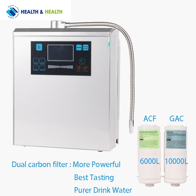 Dual Carbon Filter alkaline water machine ionizer BW-6000 5/7Plates Titanium Platinum Coating hydrogen generator machine