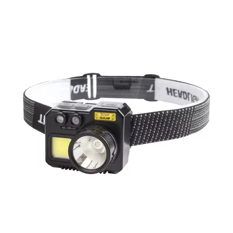 New Mini Wave Induction 45 Degree Adjustment Couple Power Display Usb Rechargeable Cob Night Running Abs Flashlight Led Headlamp