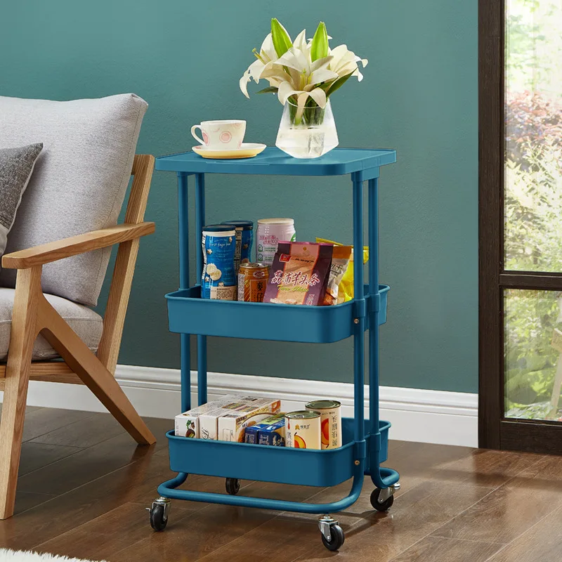 3 layer practical organizer removable storage shelf Kitchen storage Have wheels   Multifunctional storage shelf plastic metal
