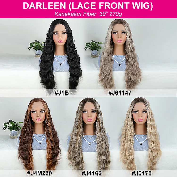 Wholesale Cheap High Heat Resistant Futura Fiber Deep Wave Synthetic Wig With Frontal Premium Luxury Synthetic Lace Front Wig