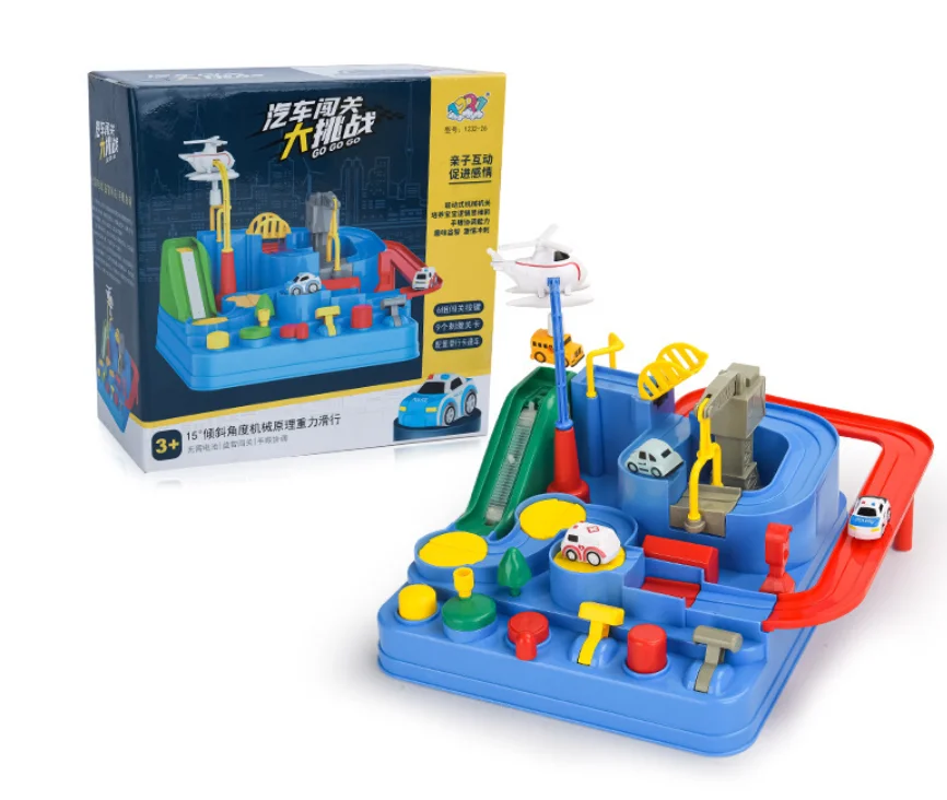 Educational Toy City Rescue Race Small Train Rail Car Track Slot Car Set Adventure Toys for Kids