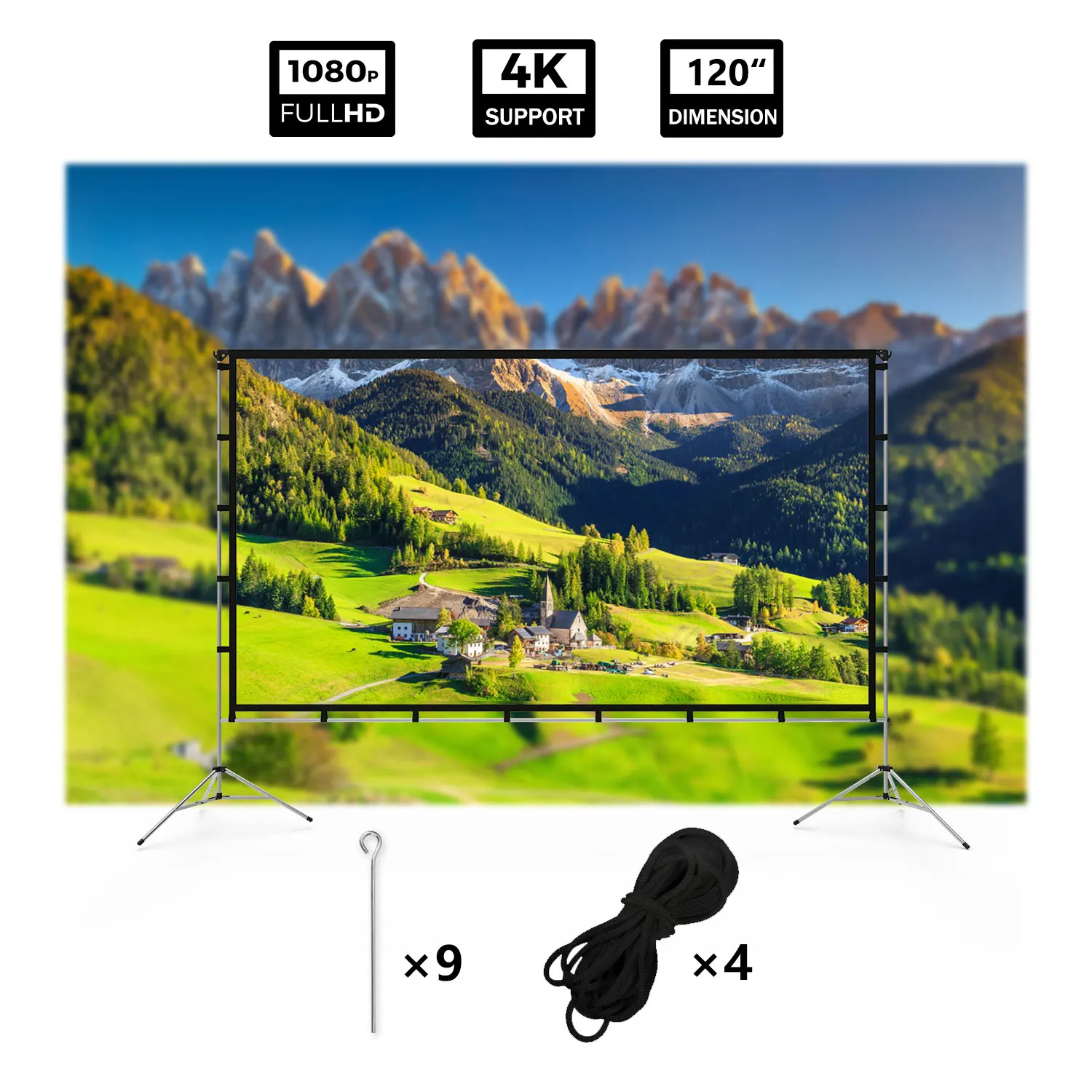 OEM fabric 120inch screen projector portable floor pull up projection screen