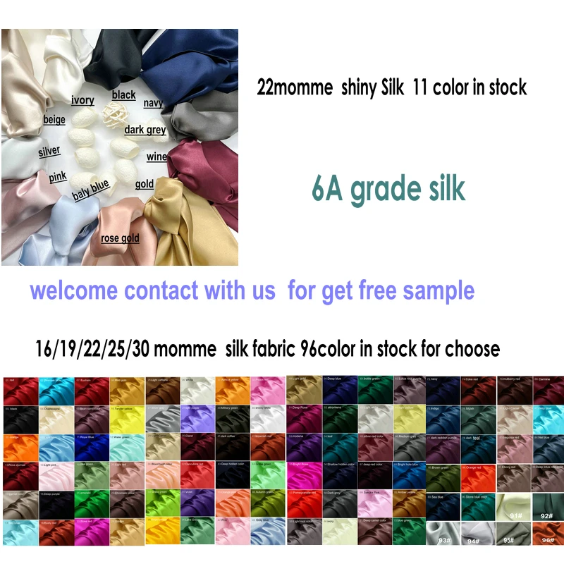 OEKO-TEX100 Certified Pure Mulberry Raw Silk Charmeuse Natural Dyed Satin Fabric for Dresses Weddings Curtains Sofas for Girls