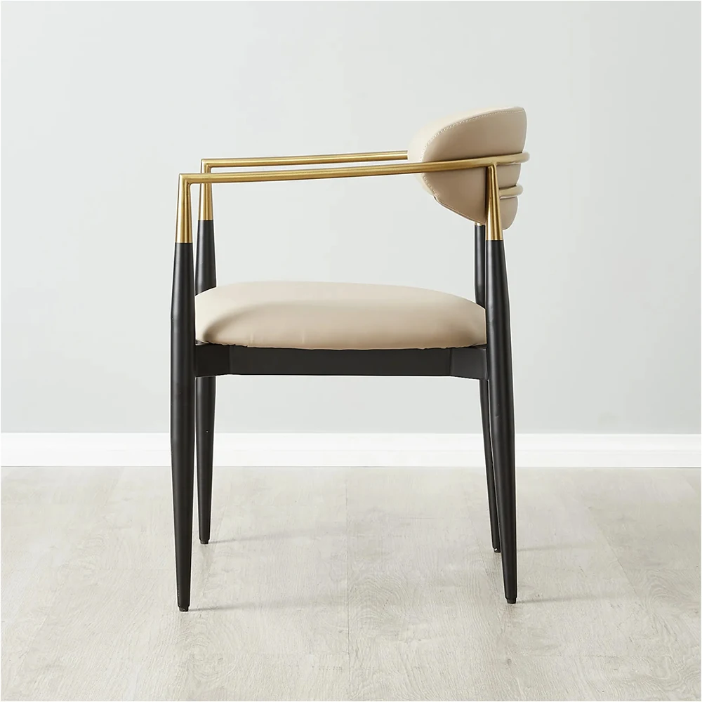 Nordic Style Cafe Restaurant Black Modern Leather Dining Chair Custom Design Luxury Hotel Living Room Lounge Arm Tea Chair