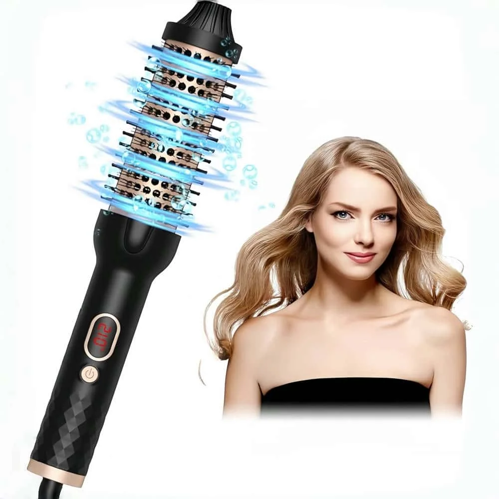 3-in-1 LCD Display Negative Blow Dry Brush Thermal Brush PTC Hot Curler Brush Hair Styler comb for All Hair Types