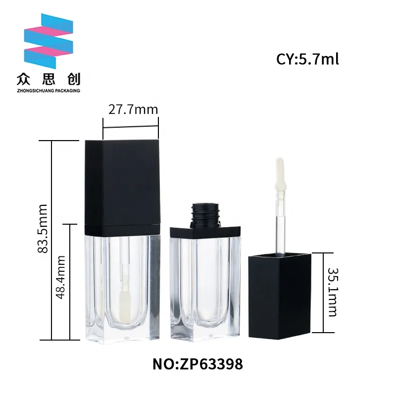 5.7 ml luxury rectangle rose gold lipgloss tubes lovely empty liquid lipstick lip gloss private label factory price with brush