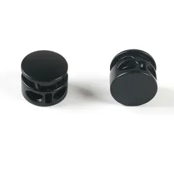 Factory Custom Eco-friendly 2 Hole 6mm  Round Black  Silver Bungee Cord Lock Drawstring Stopper   for elastic rope Downcoat