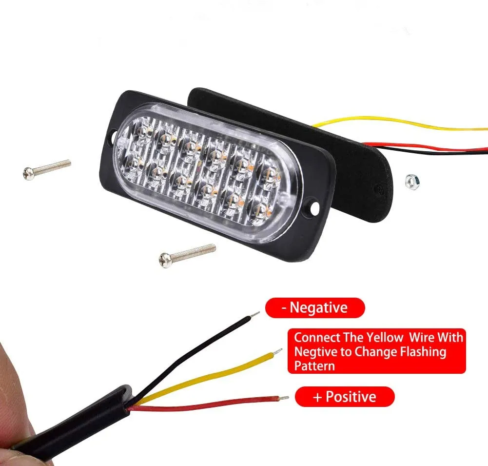 Emergency Vehicles car 12v LED flash Light Amber Truck Strobe LED Flashing Warning Light