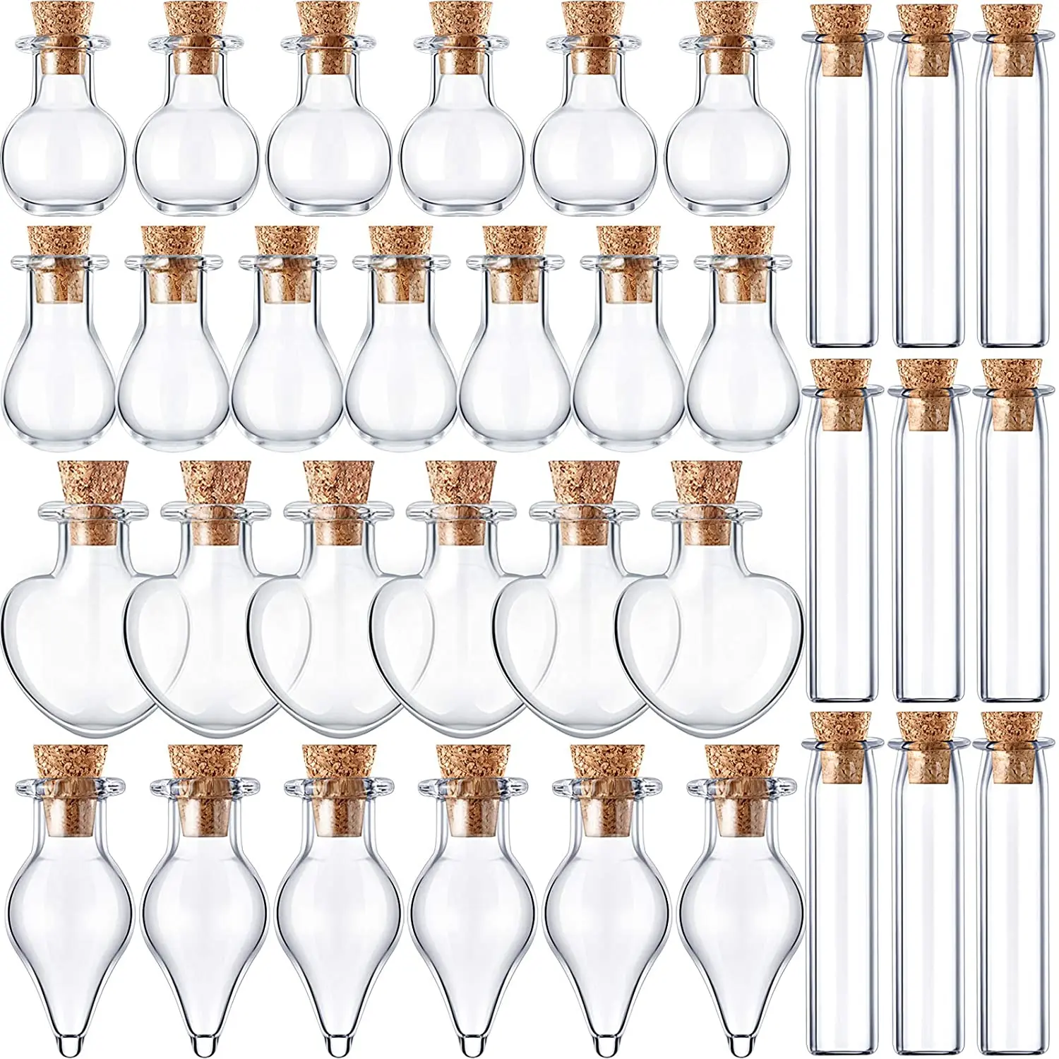 Cute Mini Glass Bottle with Corks Transparent Empty Small Wishing Bottle Decoration Crafts Glass Vials Jars