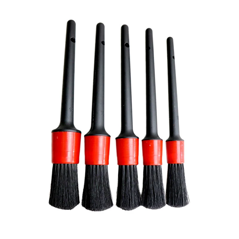 5 Pcs Soft Car Detailing Brush Set Pp Hair Auto Brush For Both Dry And Wet Use Wheel Air Outlet Cleaning Tool Detail Brushes