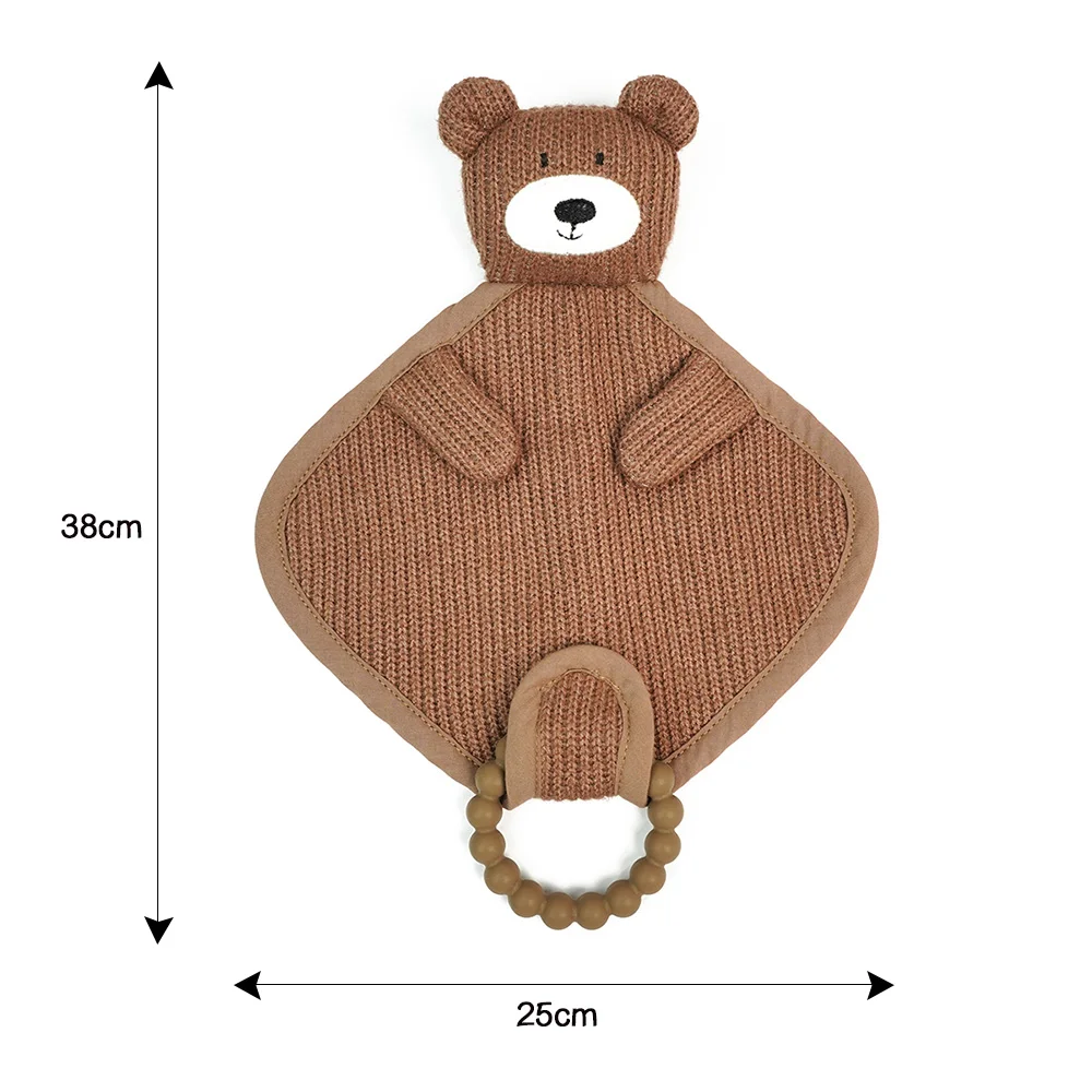 Kids Bear Security Blanket Baby Soft Animal Blanket Toy With Teether Lovely Stuffed Baby Security Blanket