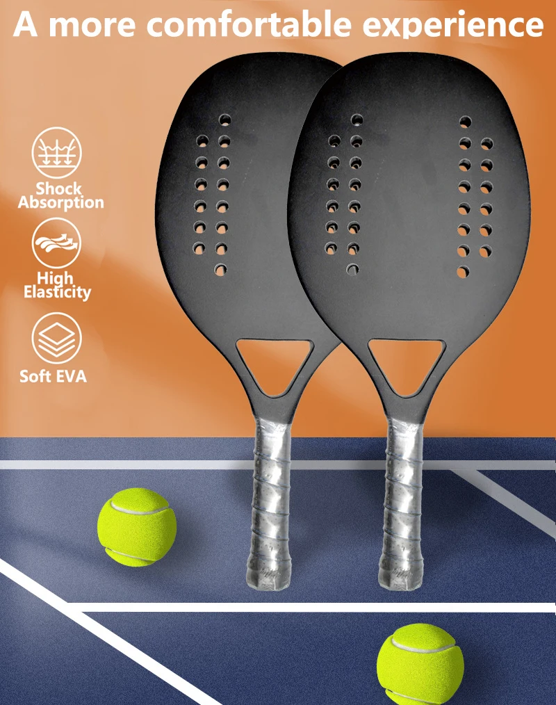 Professional China Factory Custom Tennis Paddles 3K 12K 18K Sand Grit Carbon Fiber Visible Beach Tennis Racket