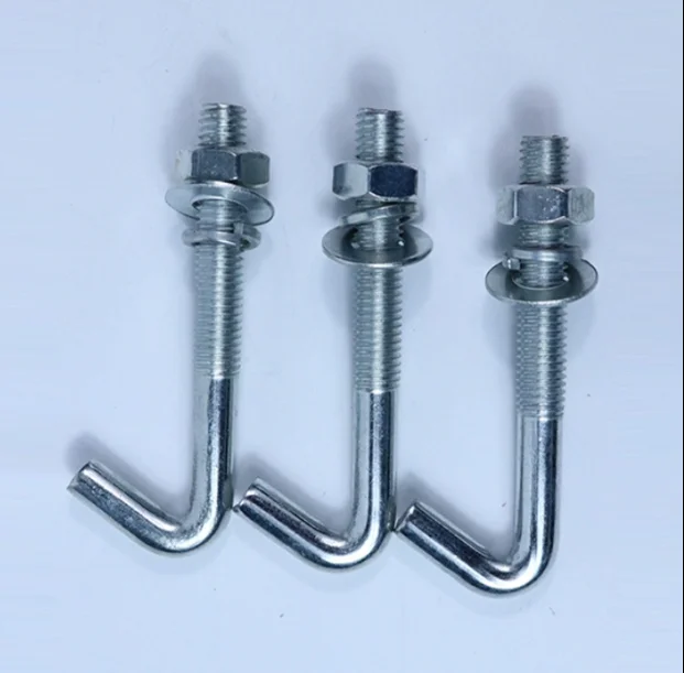 Carbon Steel j Bolt Concrete Fixed Forged Hook Bolt M12 Anchor Nut Bolts and Screw