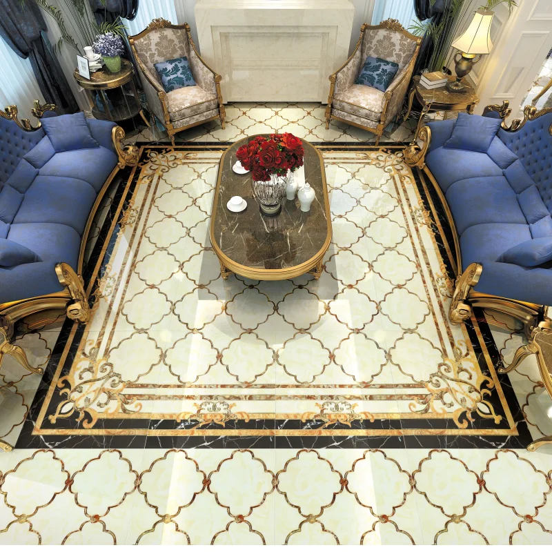 Guangzhou wholesale supply gold shinny decoration polished crystal carpet Tiles 1200x1200mm custom size for Lobby