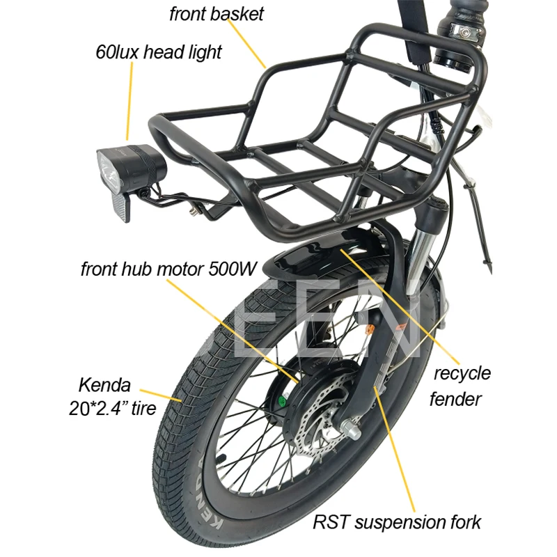 High Quality Foldable Frame Removable Battery Pedal Family Cargo Bike 3 Wheel Trike Ebike