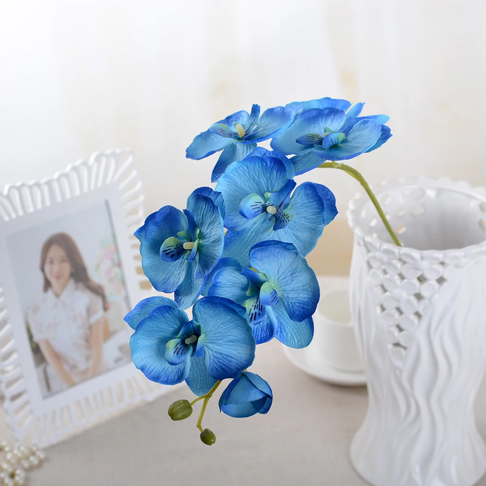 High Quality 8 Head Orchid Plants Large Faux Flower Garland Silk Wedding Wholesale Artificial Flowers For Factory Direct