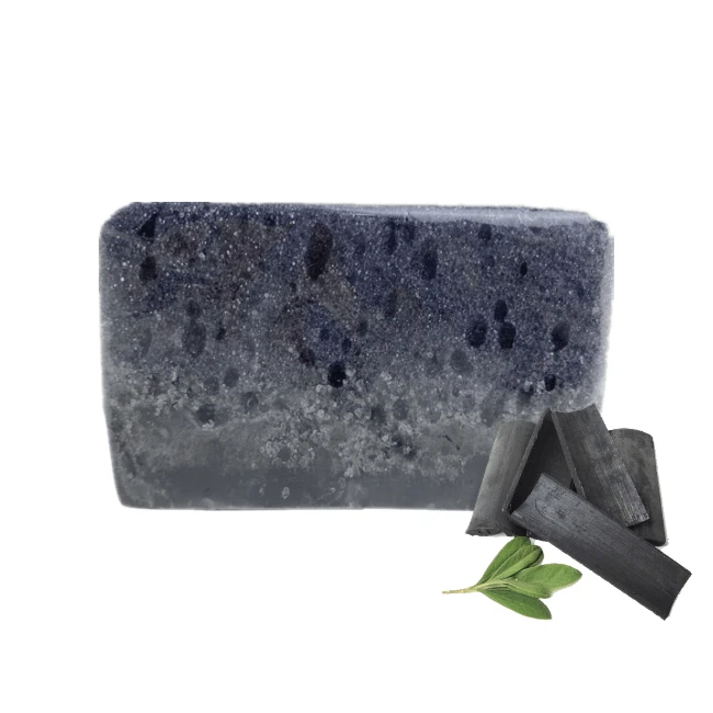 New formula natural sustainable natural charcoal soap sponge Exfoliating cleansing face body Mineral handmade soap with sponge