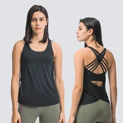 New Align Exercise Clothing For Women Running Vest Sports Blouse With Breast Pad Loose Breathable Workout Yoga Top