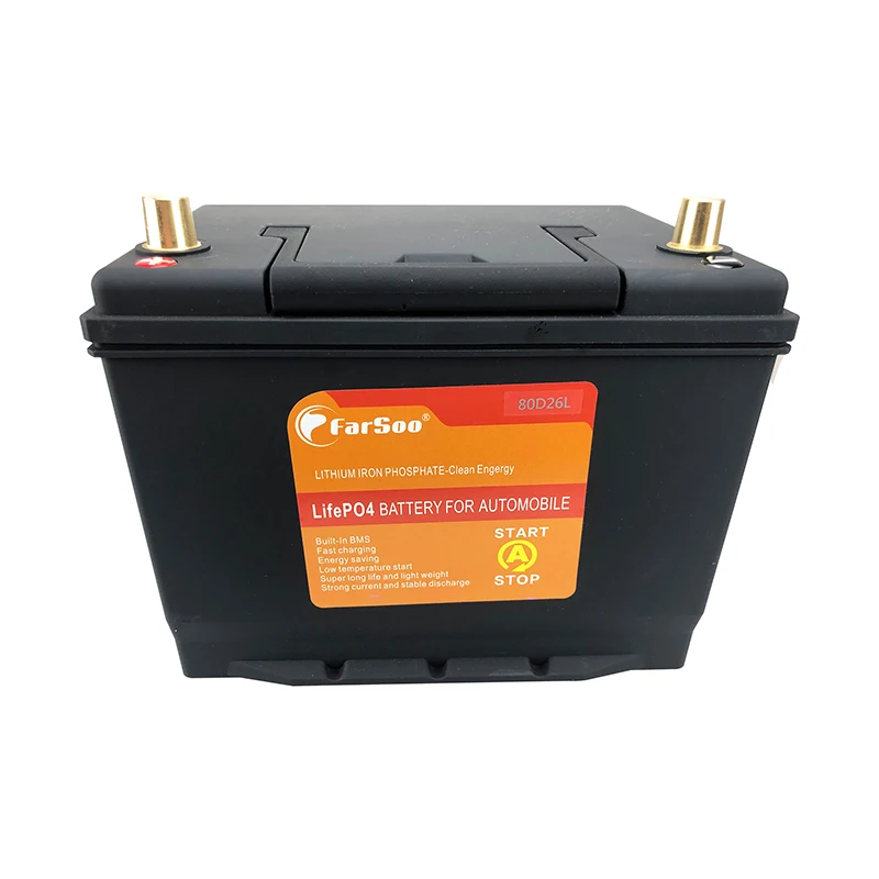 80D26L 80D26R 12.8V 60AH Lithium Iron Phosphate Llifepo4 automobile battery pack with BMS  starting stop car batteries