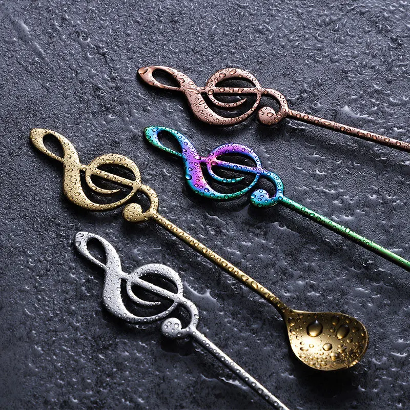 Creative Tea Spoon Stainless Steel Music Shaped Coffee Spoon Cocktail Stirring Spoon