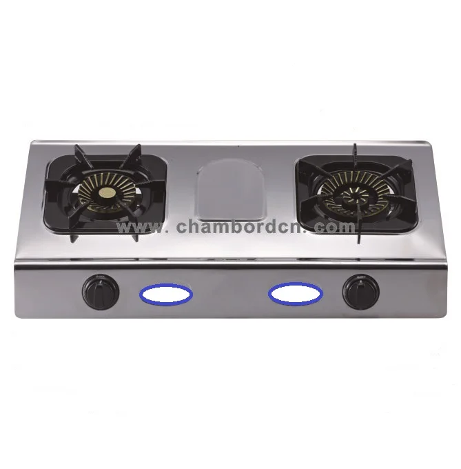 YG-G2026 Stainless Steel top CKD/SKD gas  2 burner stove for household